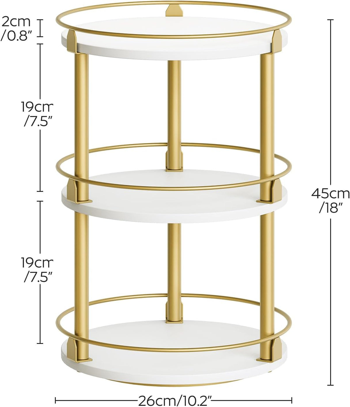 3-Tier Lazy Susan Organizer, Rotating Spice Rack, Spinning Organizer, Industrial Turntable Spice Rack Organizer for Cabinet, Kitchen Countertop, Pantry, Rustic Brown and Black SR23BR