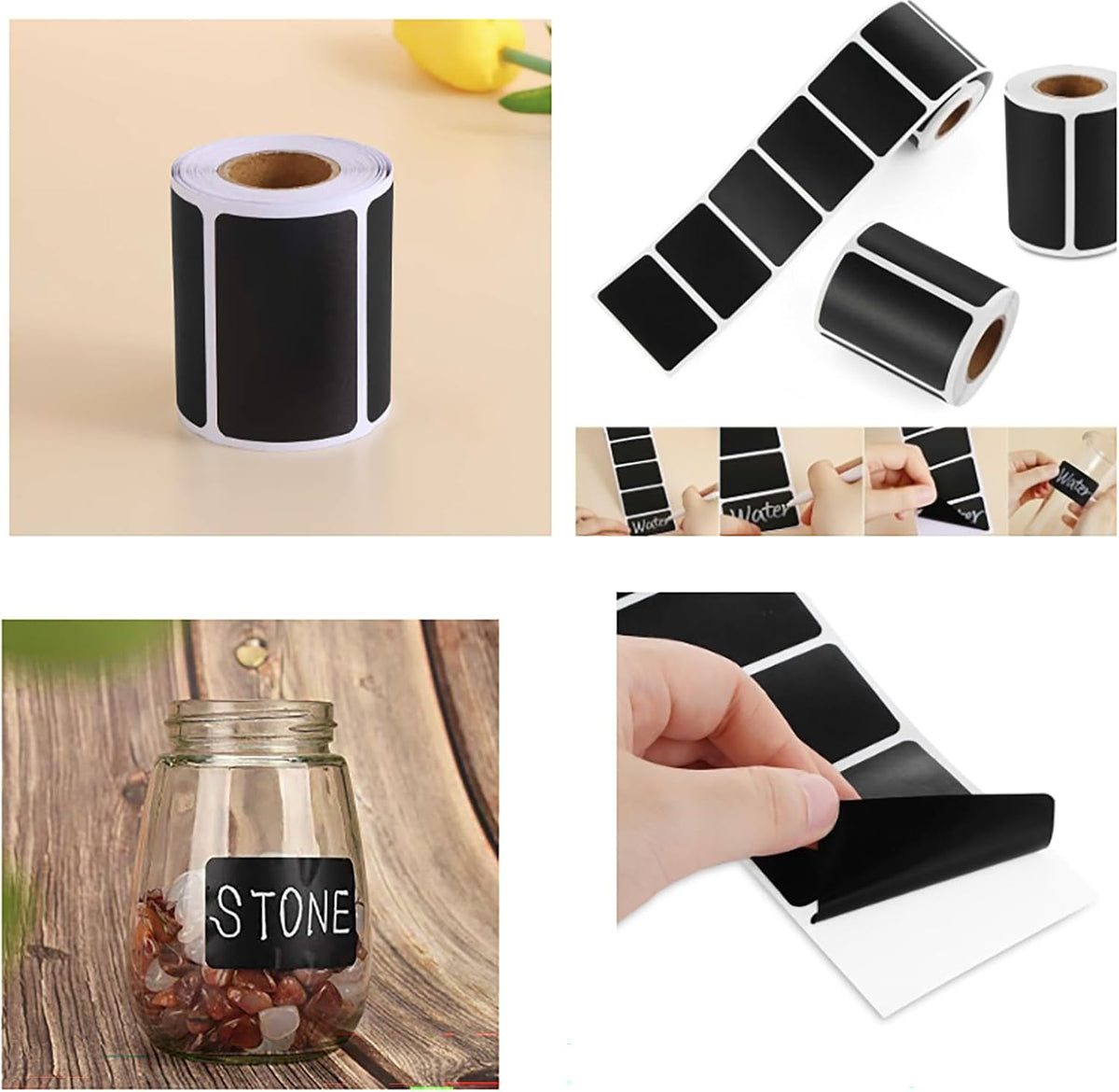 Chalkboard Labels for Food containers, Label Stickers with 2 White Liquid Chalk Markers, Waterproof Reusable Bottle Labels for Jars, Storage Bins