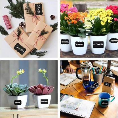 Chalkboard Labels for Food containers, Label Stickers with 2 White Liquid Chalk Markers, Waterproof Reusable Bottle Labels for Jars, Storage Bins
