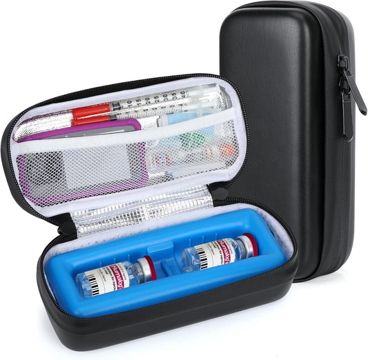 Insulin Vial Cooler Travel Case - 8 Slots Freezable Ice Brick Organizer for Peptide Vials, GLP-1 Fridge Holder Diabetic Small Bottle Refrigerator for 10ml U-100 Vials