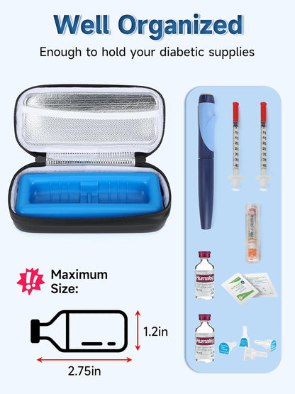 Insulin Vial Cooler Travel Case - 8 Slots Freezable Ice Brick Organizer for Peptide Vials, GLP-1 Fridge Holder Diabetic Small Bottle Refrigerator for 10ml U-100 Vials