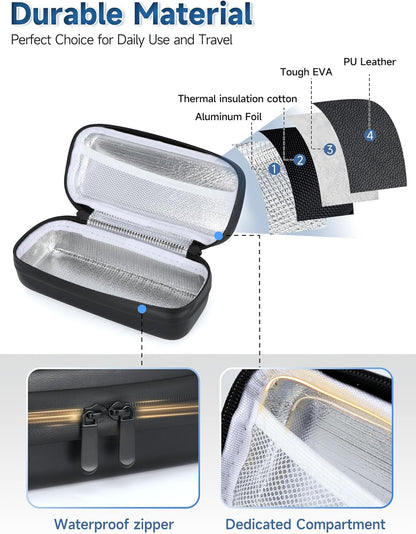 Insulin Vial Cooler Travel Case - 8 Slots Freezable Ice Brick Organizer for Peptide Vials, GLP-1 Fridge Holder Diabetic Small Bottle Refrigerator for 10ml U-100 Vials