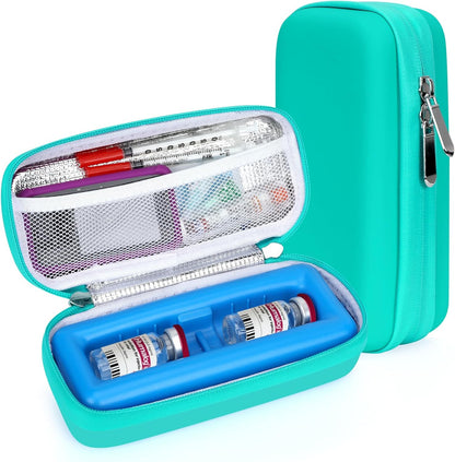 Insulin Vial Cooler Travel Case - 8 Slots Freezable Ice Brick Organizer for Peptide Vials, GLP-1 Fridge Holder Diabetic Small Bottle Refrigerator for 10ml U-100 Vials