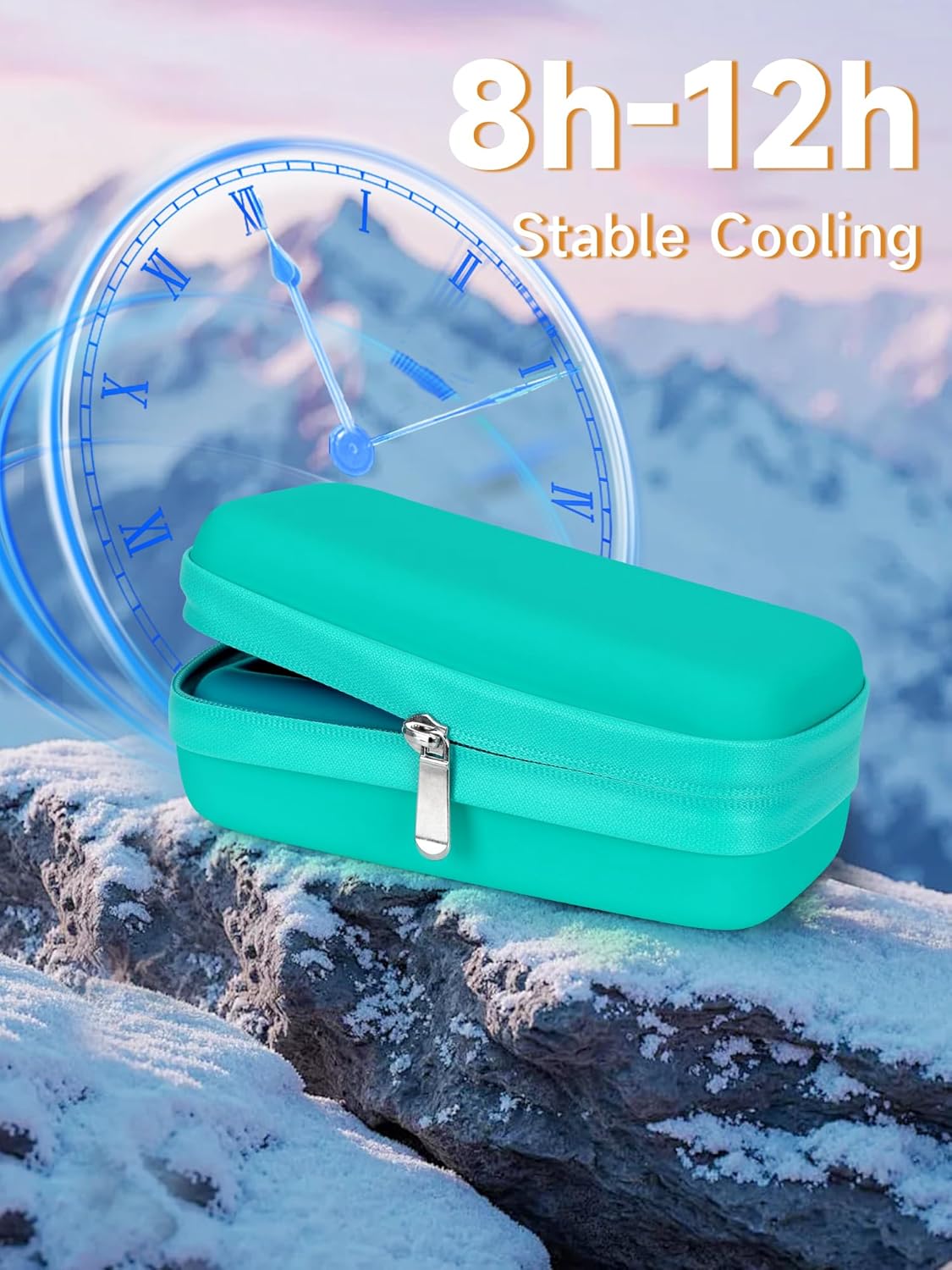 Insulin Vial Cooler Travel Case - 8 Slots Freezable Ice Brick Organizer for Peptide Vials, GLP-1 Fridge Holder Diabetic Small Bottle Refrigerator for 10ml U-100 Vials
