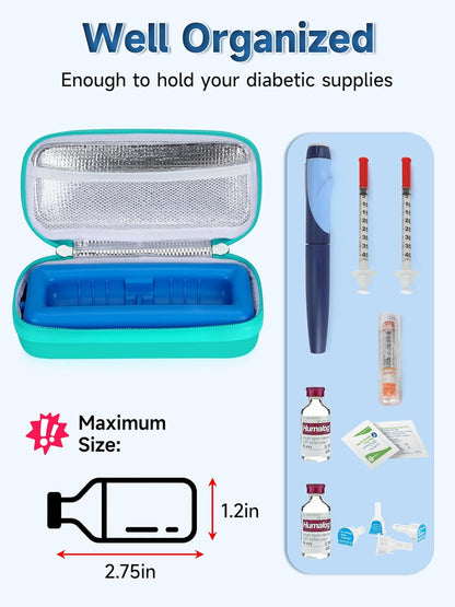 Insulin Vial Cooler Travel Case - 8 Slots Freezable Ice Brick Organizer for Peptide Vials, GLP-1 Fridge Holder Diabetic Small Bottle Refrigerator for 10ml U-100 Vials