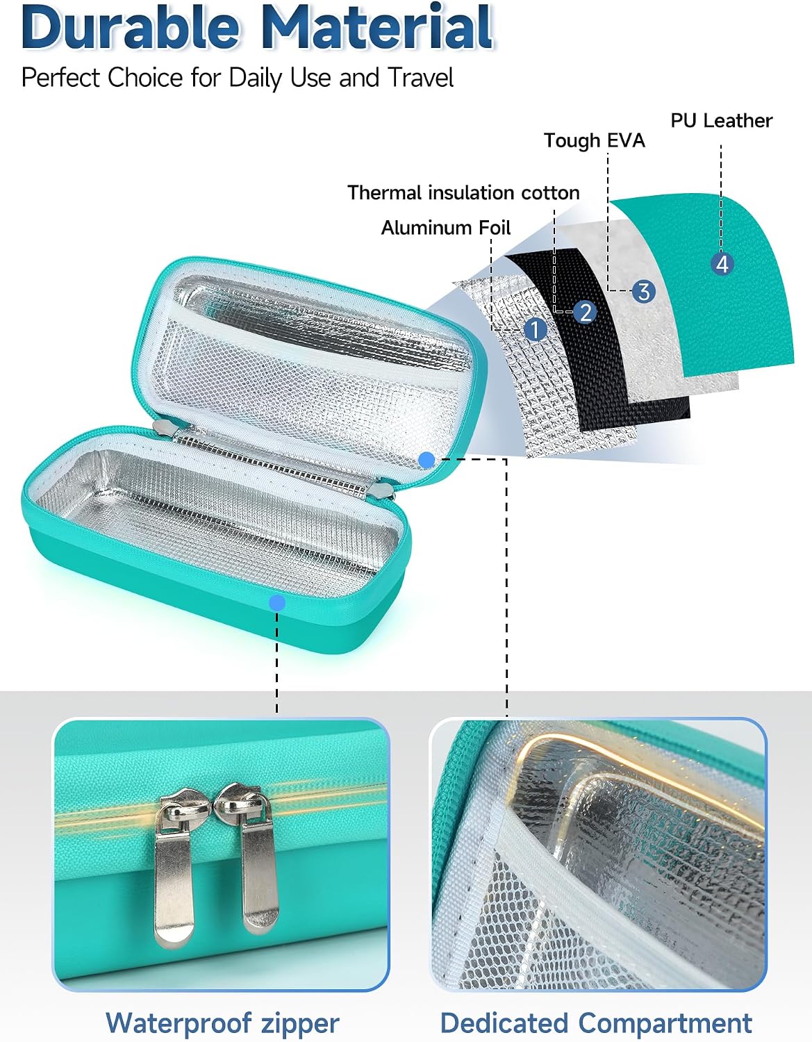 Insulin Vial Cooler Travel Case - 8 Slots Freezable Ice Brick Organizer for Peptide Vials, GLP-1 Fridge Holder Diabetic Small Bottle Refrigerator for 10ml U-100 Vials