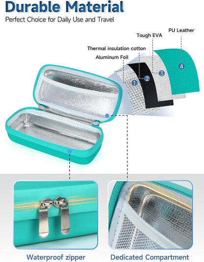 Insulin Vial Cooler Travel Case - 8 Slots Freezable Ice Brick Organizer for Peptide Vials, GLP-1 Fridge Holder Diabetic Small Bottle Refrigerator for 10ml U-100 Vials