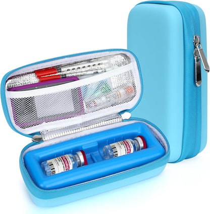 Insulin Vial Cooler Travel Case - 8 Slots Freezable Ice Brick Organizer for Peptide Vials, GLP-1 Fridge Holder Diabetic Small Bottle Refrigerator for 10ml U-100 Vials