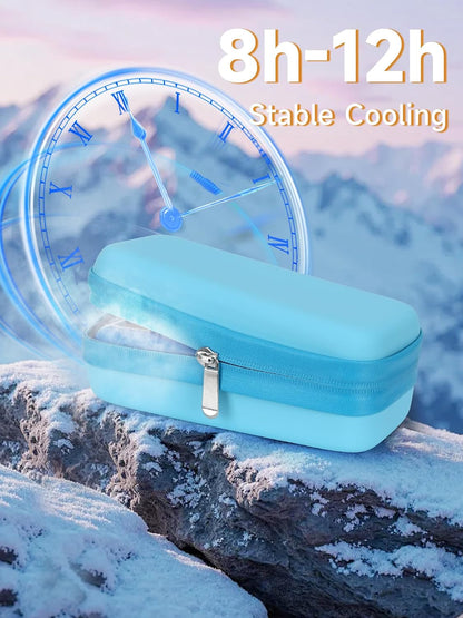 Insulin Vial Cooler Travel Case - 8 Slots Freezable Ice Brick Organizer for Peptide Vials, GLP-1 Fridge Holder Diabetic Small Bottle Refrigerator for 10ml U-100 Vials