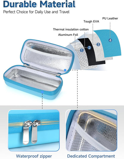 Insulin Vial Cooler Travel Case - 8 Slots Freezable Ice Brick Organizer for Peptide Vials, GLP-1 Fridge Holder Diabetic Small Bottle Refrigerator for 10ml U-100 Vials