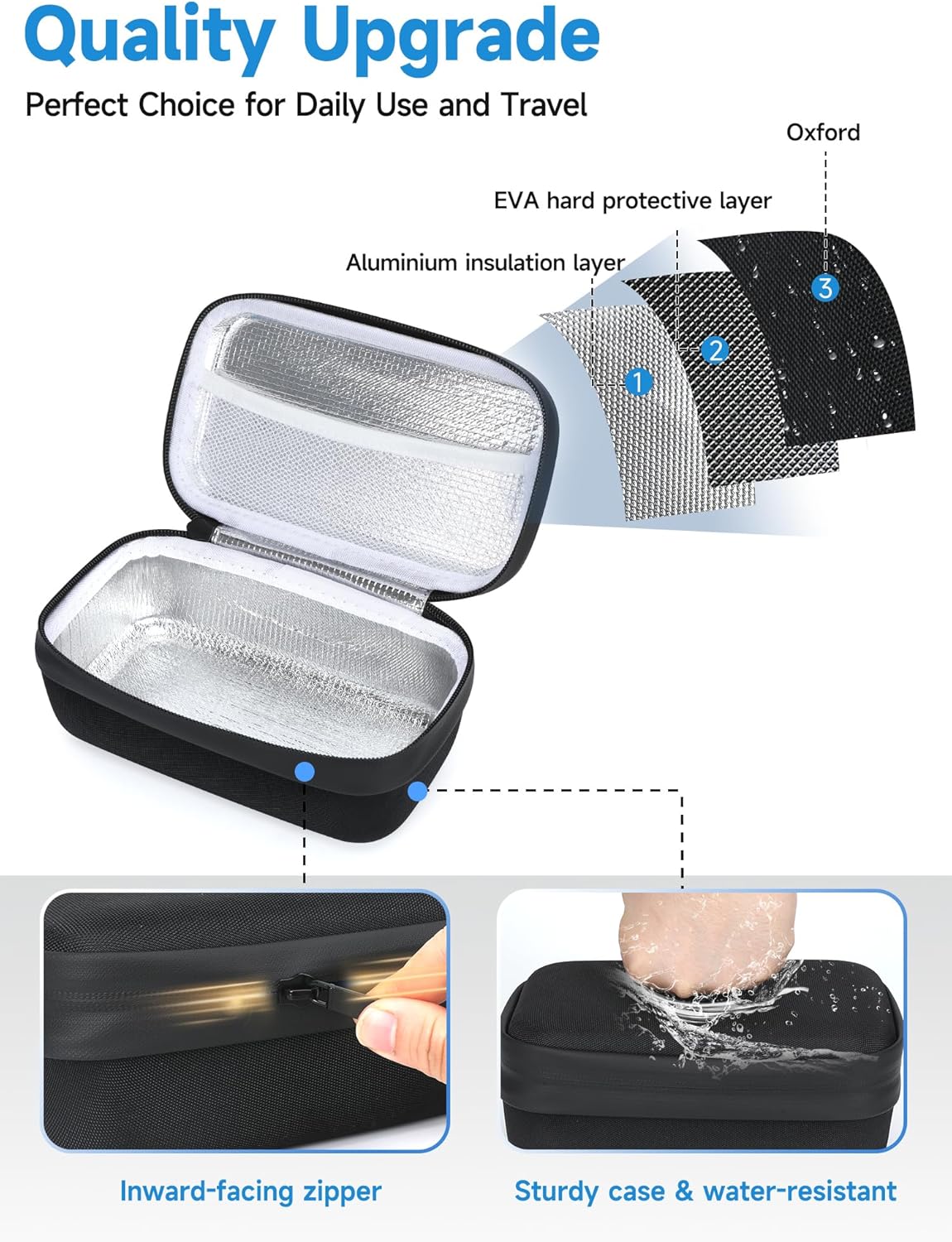 Insulin Vial Cooler Travel Case - 8 Slots Freezable Ice Brick Organizer for Peptide Vials, GLP-1 Fridge Holder Diabetic Small Bottle Refrigerator for 10ml U-100 Vials