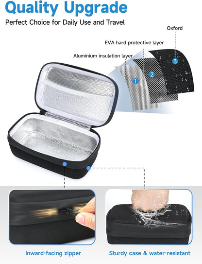 Insulin Vial Cooler Travel Case - 8 Slots Freezable Ice Brick Organizer for Peptide Vials, GLP-1 Fridge Holder Diabetic Small Bottle Refrigerator for 10ml U-100 Vials
