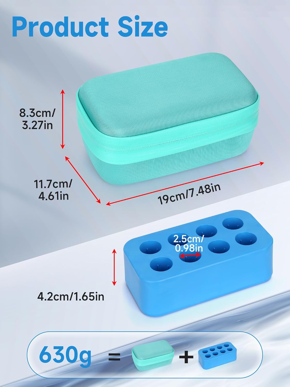 Insulin Vial Cooler Travel Case - 8 Slots Freezable Ice Brick Organizer for Peptide Vials, GLP-1 Fridge Holder Diabetic Small Bottle Refrigerator for 10ml U-100 Vials