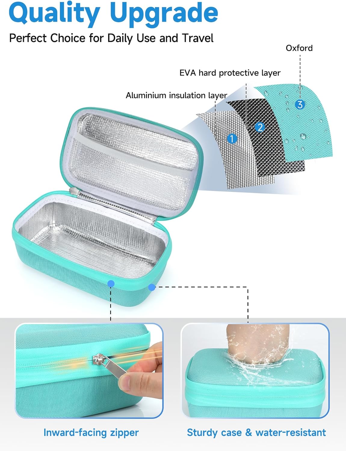 Insulin Vial Cooler Travel Case - 8 Slots Freezable Ice Brick Organizer for Peptide Vials, GLP-1 Fridge Holder Diabetic Small Bottle Refrigerator for 10ml U-100 Vials
