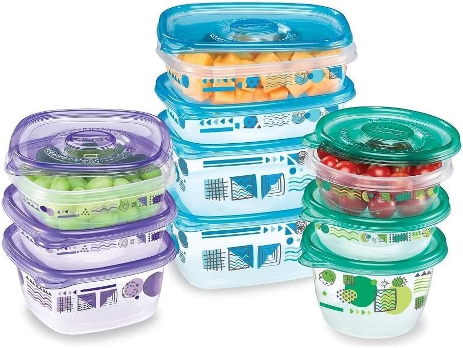 Glad GladWare MatchWare Food Storage Containers, 20 Piece Variety Pack | BPA-free, leak-resistant containers for lunches, meal prep, and leftovers; microwave and dishwasher safe