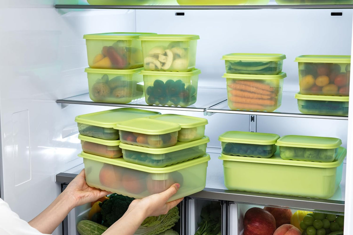 Fresh-Block Plastic Food Storage Container | Produce Storage Containers for Fridge | Vegetable & Fruit Storage Containers for Fridge, Airtight Storage, Microwave & Dishwasher Safe, 3.2L
