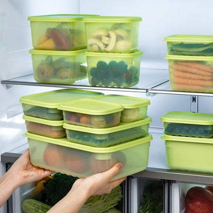 Fresh-Block Plastic Food Storage Container | Produce Storage Containers for Fridge | Vegetable & Fruit Storage Containers for Fridge, Airtight Storage, Microwave & Dishwasher Safe, 3.2L