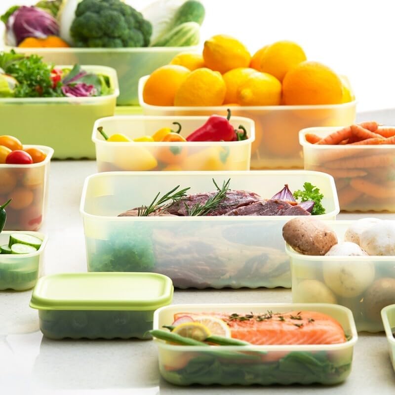 Fresh-Block Plastic Food Storage Container | Produce Storage Containers for Fridge | Vegetable & Fruit Storage Containers for Fridge, Airtight Storage, Microwave & Dishwasher Safe, 3.2L