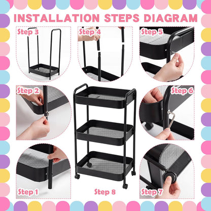 Hydration Station Classroom Storage Trolley 3-tier Plastic Rolling Water Bottles Storage Car with Handle Hydration Station Sign Stickers Set for Classroom Office Water Bottle Organizer Supplies