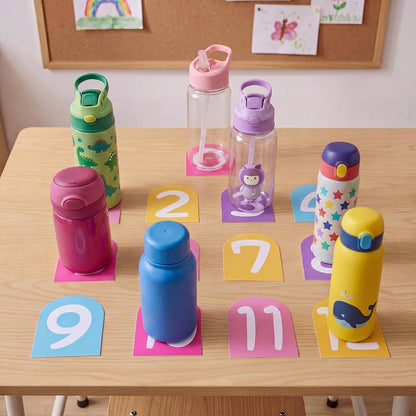 Hydration Station Classroom Storage Trolley 3-tier Plastic Rolling Water Bottles Storage Car with Handle Hydration Station Sign Stickers Set for Classroom Office Water Bottle Organizer Supplies