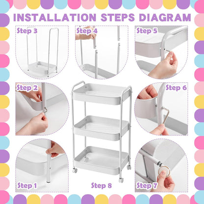 Hydration Station Classroom Storage Trolley 3-tier Plastic Rolling Water Bottles Storage Car with Handle Hydration Station Sign Stickers Set for Classroom Office Water Bottle Organizer Supplies