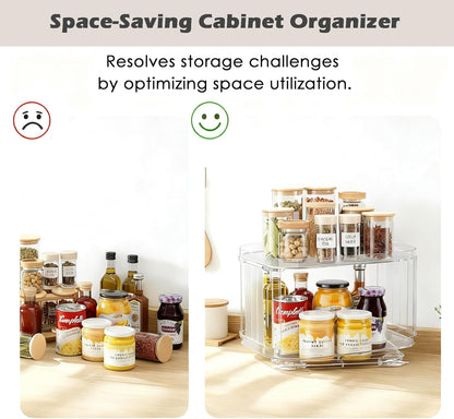 Lazy Susan Turntable for Refrigerator, Square Turntable Organizer for Fridge Cabinet, Pantry, Countertop (15.3" x 11.1" Rectangle - Clear)