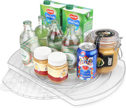 Lazy Susan Turntable for Refrigerator, Square Turntable Organizer for Fridge Cabinet, Pantry, Countertop (15.3" x 11.1" Rectangle - Clear)
