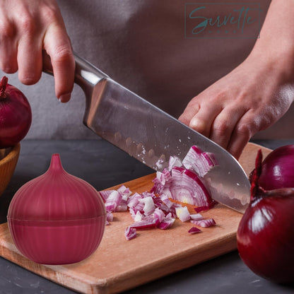 Food Keeper Storage Container with Lid, Food Saver for Fresh Avocados, Red Onions, and Garlic, BPA Free (Red Onion)