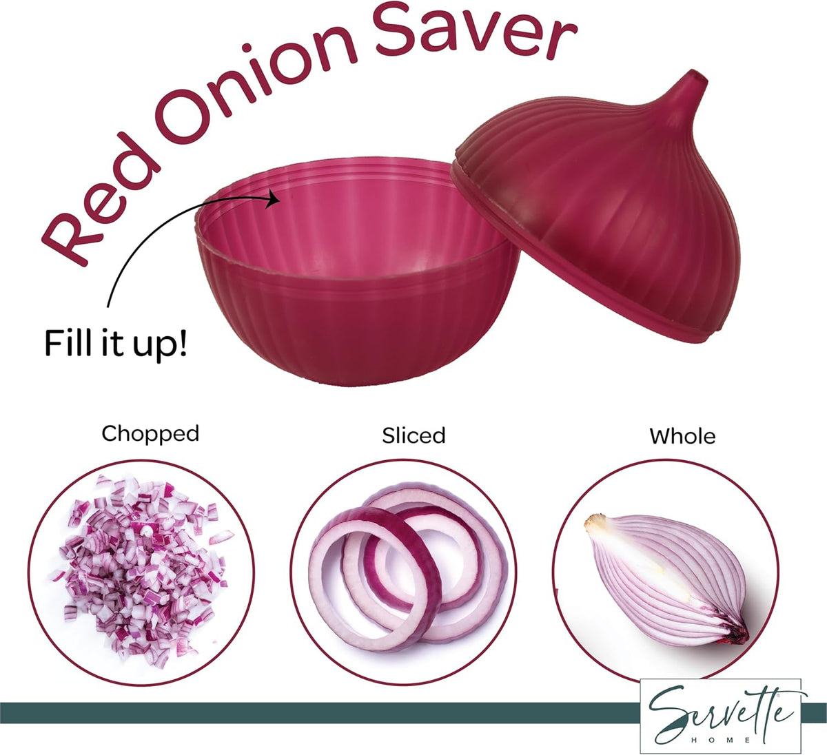 Food Keeper Storage Container with Lid, Food Saver for Fresh Avocados, Red Onions, and Garlic, BPA Free (Red Onion)