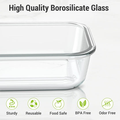 10 Sets 36 oz & 12 oz Glass Food Storage Containers with lids, Gray