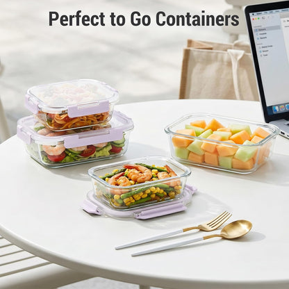 10 Sets 36 oz & 12 oz Glass Food Storage Containers with lids, Gray