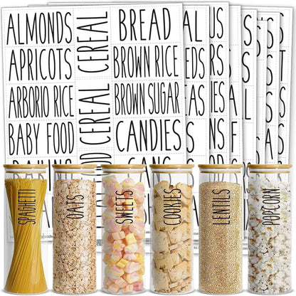 Labels for Storage Bins - 158 Count, White Script Vinyl - Removable Waterproof Labels for Food Containers & Pantry, Kitchen & Freezer Organization