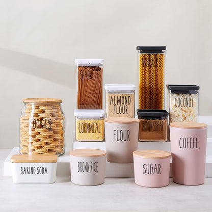 Labels for Storage Bins - 158 Count, White Script Vinyl - Removable Waterproof Labels for Food Containers & Pantry, Kitchen & Freezer Organization