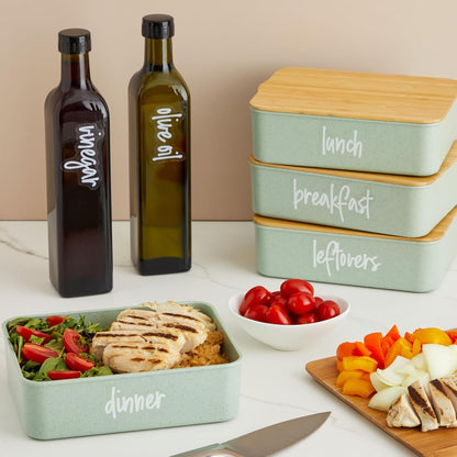 Labels for Storage Bins - 158 Count, White Script Vinyl - Removable Waterproof Labels for Food Containers & Pantry, Kitchen & Freezer Organization