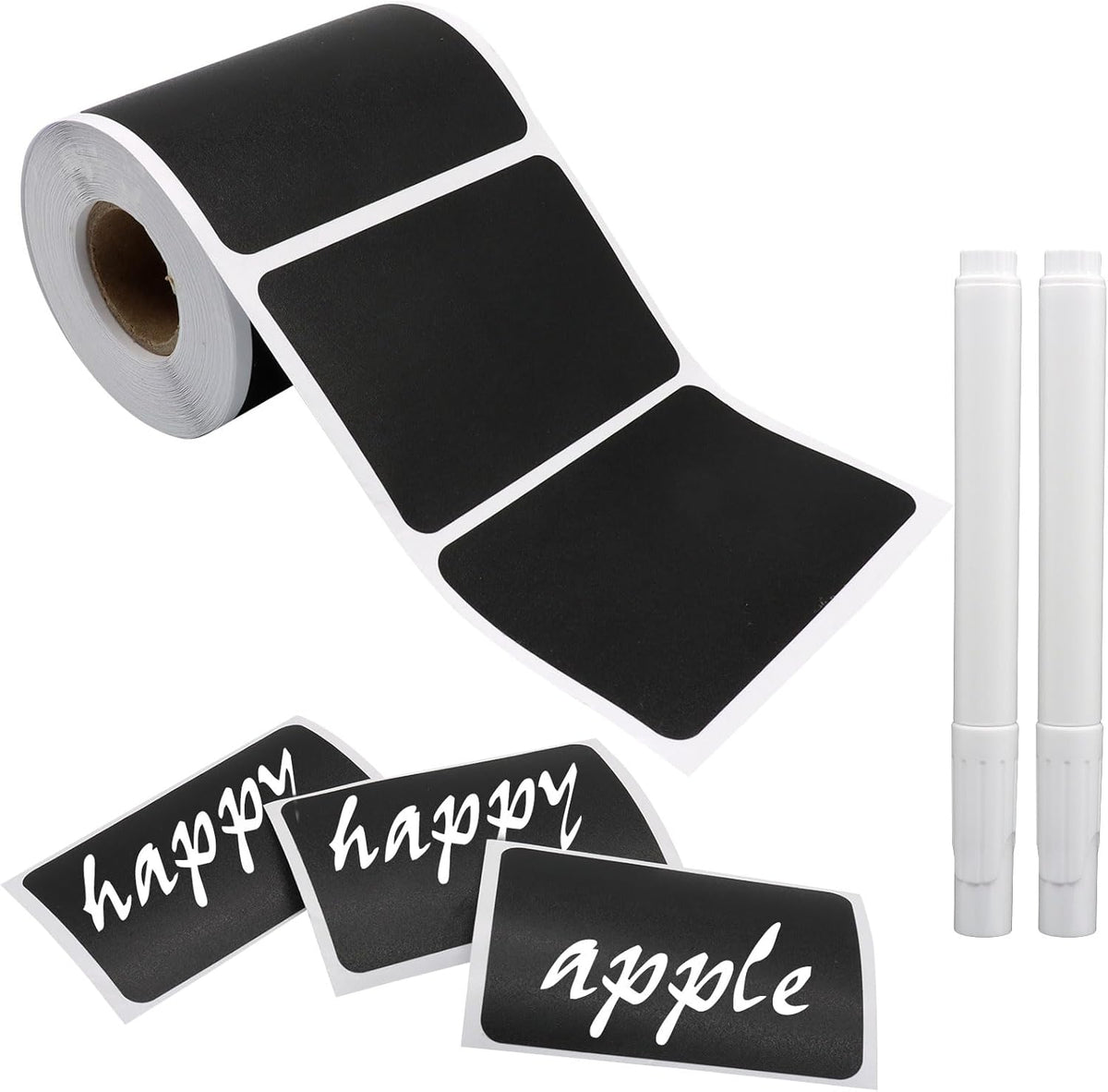 Wavy Chalkboard Labels, 180 Pcs | Erasable & Reusable, Waterproof Stickers, Liquid Chalk Pen Included, For Jars, Spice & Craft Rooms