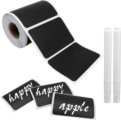 Wavy Chalkboard Labels, 180 Pcs | Erasable & Reusable, Waterproof Stickers, Liquid Chalk Pen Included, For Jars, Spice & Craft Rooms
