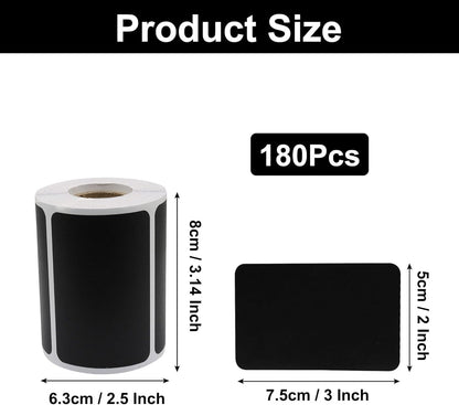 Wavy Chalkboard Labels, 180 Pcs | Erasable & Reusable, Waterproof Stickers, Liquid Chalk Pen Included, For Jars, Spice & Craft Rooms