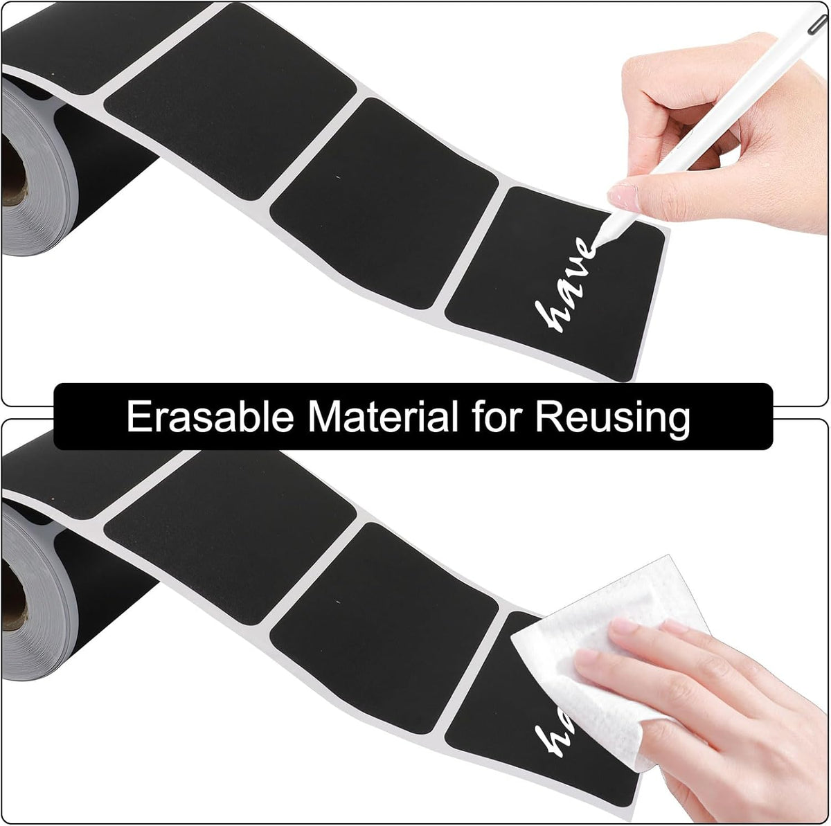 Wavy Chalkboard Labels, 180 Pcs | Erasable & Reusable, Waterproof Stickers, Liquid Chalk Pen Included, For Jars, Spice & Craft Rooms