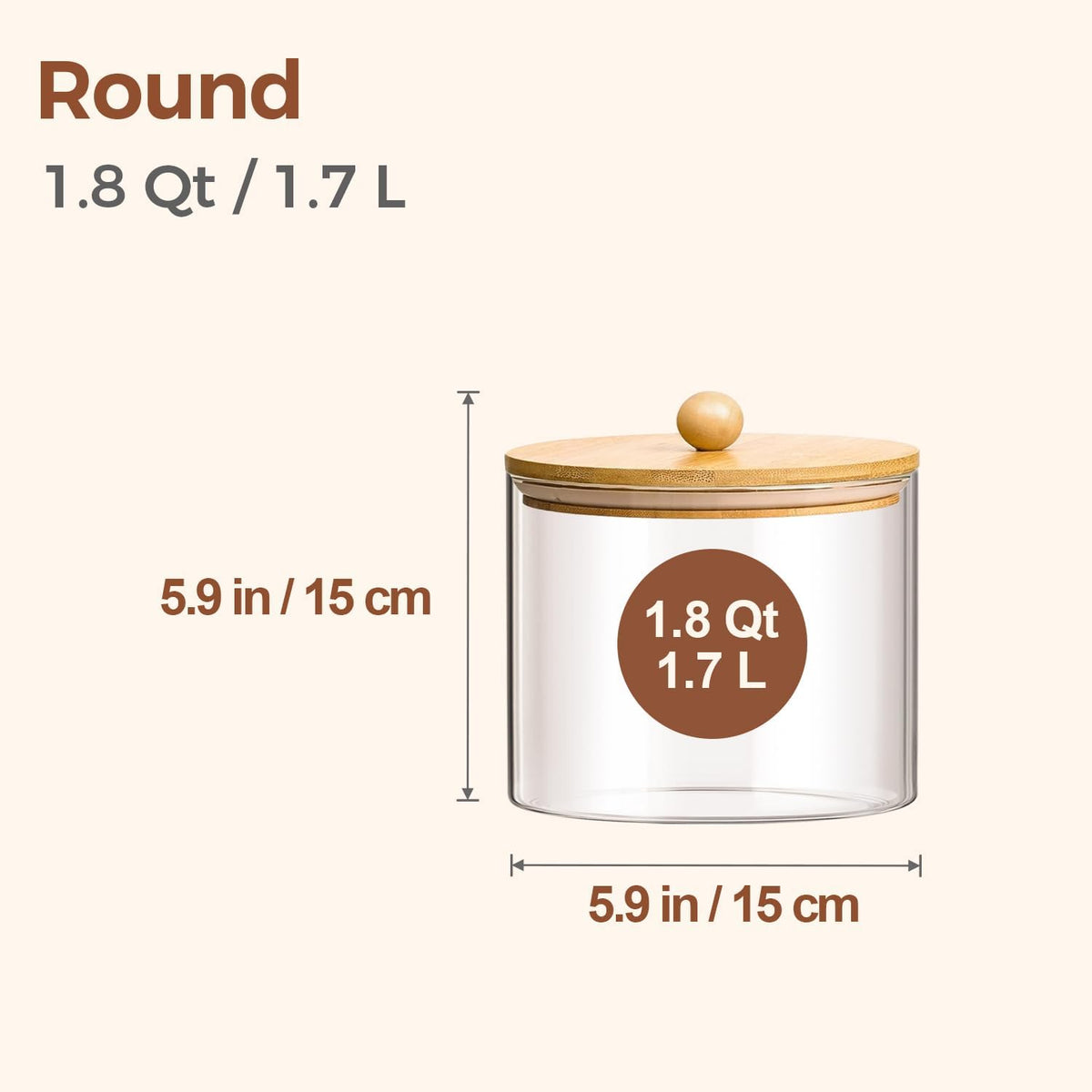 Glass Storage Jars with Bamboo Lids 3.6 Qt 2 Pack Large Wide Mouth | Pantry Organization, Flour Sugar Coffee Beans, Pasta Cereal Dry Food, Big Capacity, Cabinet Organization, Dry Food Storage