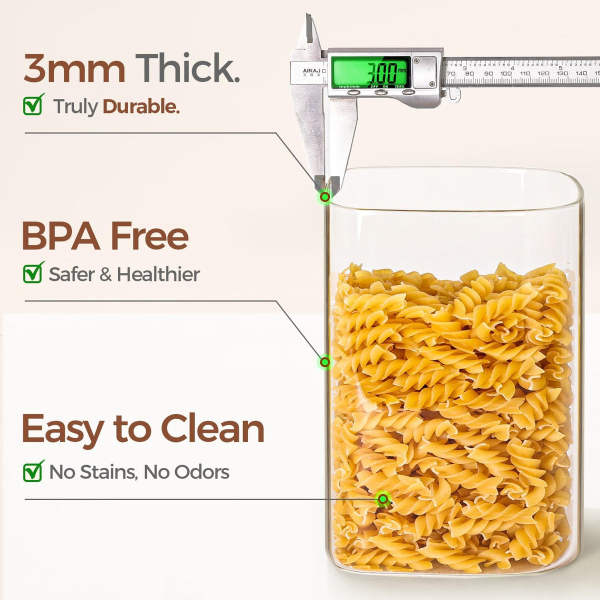 Glass Storage Jars with Bamboo Lids 3.6 Qt 2 Pack Large Wide Mouth | Pantry Organization, Flour Sugar Coffee Beans, Pasta Cereal Dry Food, Big Capacity, Cabinet Organization, Dry Food Storage