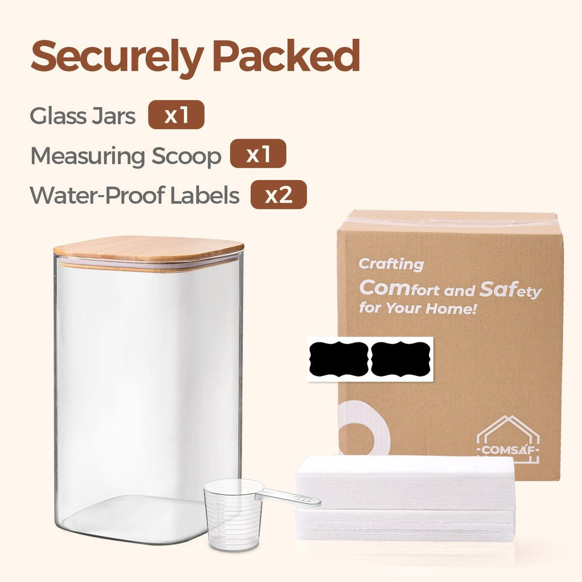 Glass Storage Jars with Bamboo Lids 3.6 Qt 2 Pack Large Wide Mouth | Pantry Organization, Flour Sugar Coffee Beans, Pasta Cereal Dry Food, Big Capacity, Cabinet Organization, Dry Food Storage