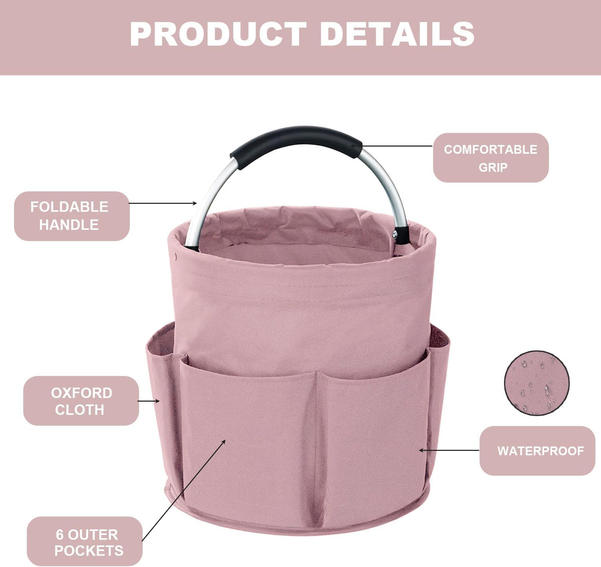 Cleaning Caddy with Handle, 17L Foldable Cleaning Supplies Organizer, Portable Storage Basket, Cleaning Supply Caddy, Multifunctional Cleaning Bucket Bag for Garden, Home, Kitchen (Black)