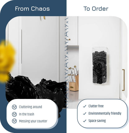 Plastic Bag Holder | UPGRADED Wall-Mount Grocery Bag Dispenser | Space-Saving Design | Easy Install | Smudge-Proof, Fingerprint-Resistant | Silver | Holds the Most Bags for Maximum Storage