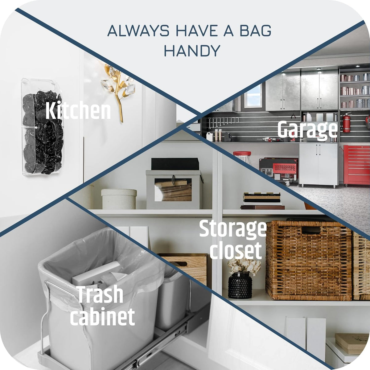 Plastic Bag Holder | UPGRADED Wall-Mount Grocery Bag Dispenser | Space-Saving Design | Easy Install | Smudge-Proof, Fingerprint-Resistant | Silver | Holds the Most Bags for Maximum Storage