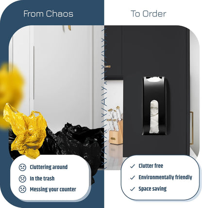 Plastic Bag Holder | UPGRADED Wall-Mount Grocery Bag Dispenser | Space-Saving Design | Easy Install | Smudge-Proof, Fingerprint-Resistant | Silver | Holds the Most Bags for Maximum Storage