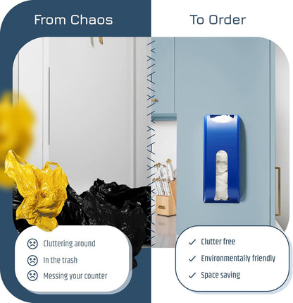 Plastic Bag Holder | UPGRADED Wall-Mount Grocery Bag Dispenser | Space-Saving Design | Easy Install | Smudge-Proof, Fingerprint-Resistant | Silver | Holds the Most Bags for Maximum Storage