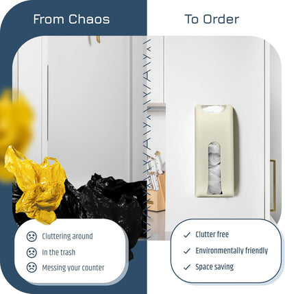 Plastic Bag Holder | UPGRADED Wall-Mount Grocery Bag Dispenser | Space-Saving Design | Easy Install | Smudge-Proof, Fingerprint-Resistant | Silver | Holds the Most Bags for Maximum Storage