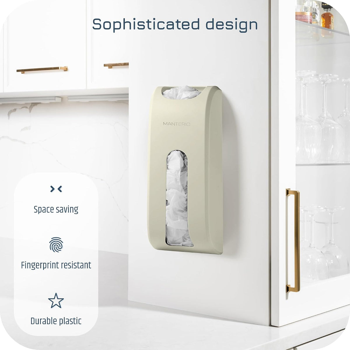Plastic Bag Holder | UPGRADED Wall-Mount Grocery Bag Dispenser | Space-Saving Design | Easy Install | Smudge-Proof, Fingerprint-Resistant | Silver | Holds the Most Bags for Maximum Storage