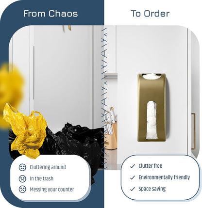 Plastic Bag Holder | UPGRADED Wall-Mount Grocery Bag Dispenser | Space-Saving Design | Easy Install | Smudge-Proof, Fingerprint-Resistant | Silver | Holds the Most Bags for Maximum Storage