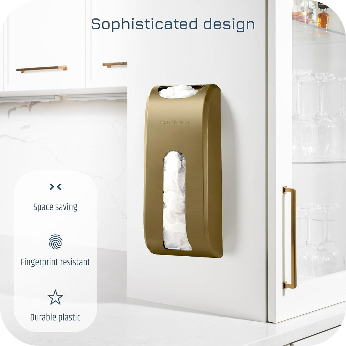 Plastic Bag Holder | UPGRADED Wall-Mount Grocery Bag Dispenser | Space-Saving Design | Easy Install | Smudge-Proof, Fingerprint-Resistant | Silver | Holds the Most Bags for Maximum Storage